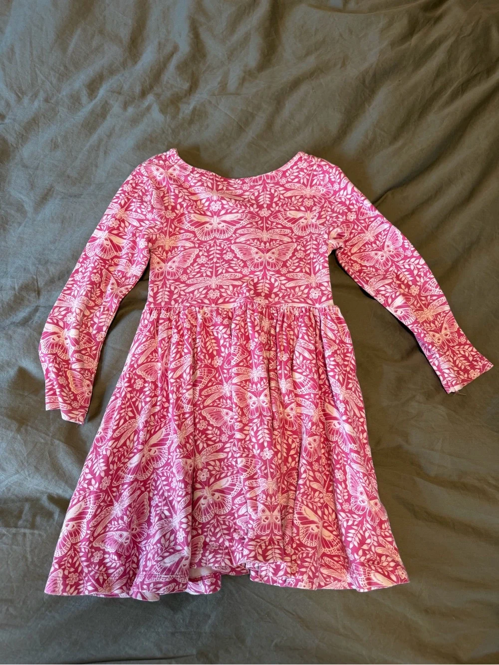Mini Boden Pink and White Floral Butterfly Wrap-Style Dress size 4-5 y